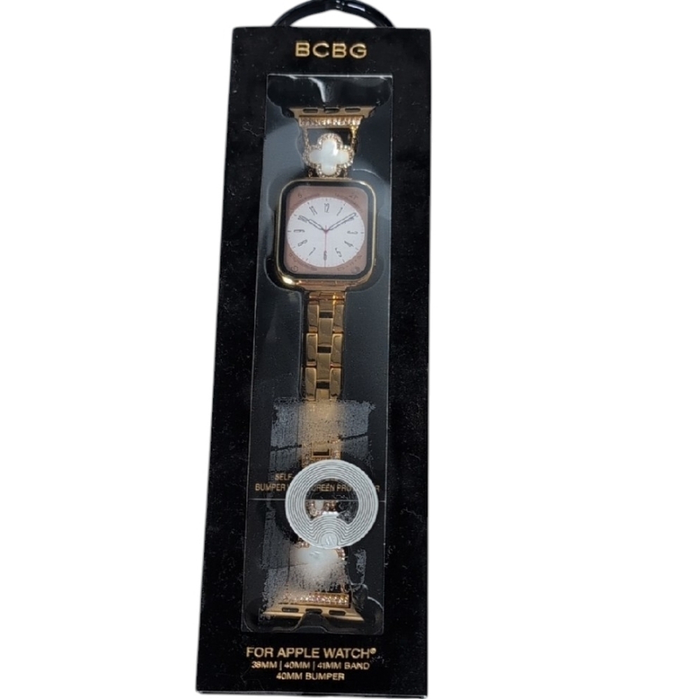 BCBG Gold Tone Clover Apple Watch Band Adjustable 38/40/41 MM
